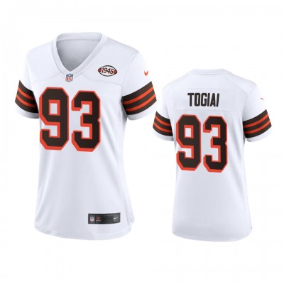 Women Cleveland Browns #93 Tommy Togiai Nike 1946 Collection Alternate Game Limited NFL Jersey - White
